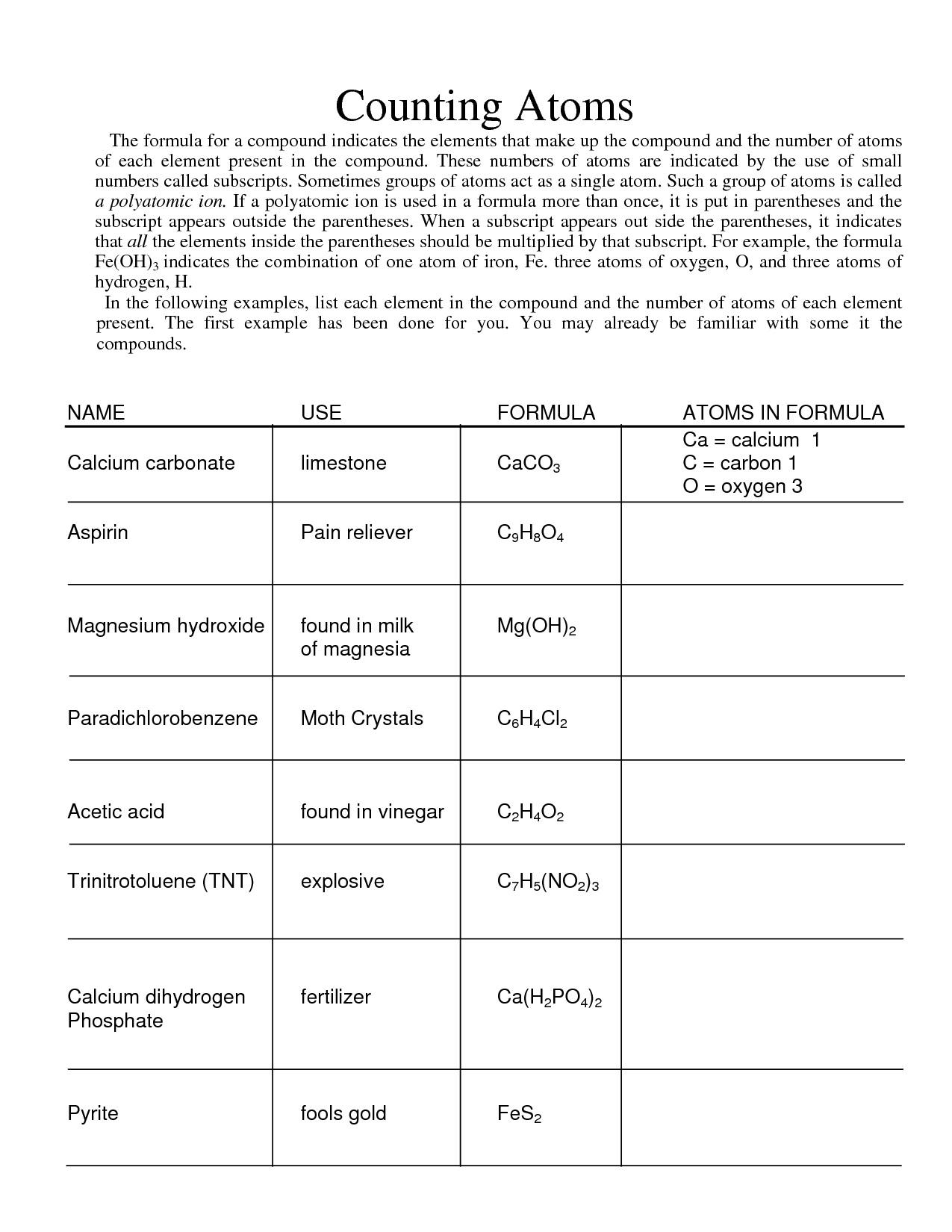 17 Best Images of Counting Atoms Worksheet Answers - Counting Atoms
