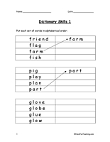 Dictionary Alphabetical Order Worksheet