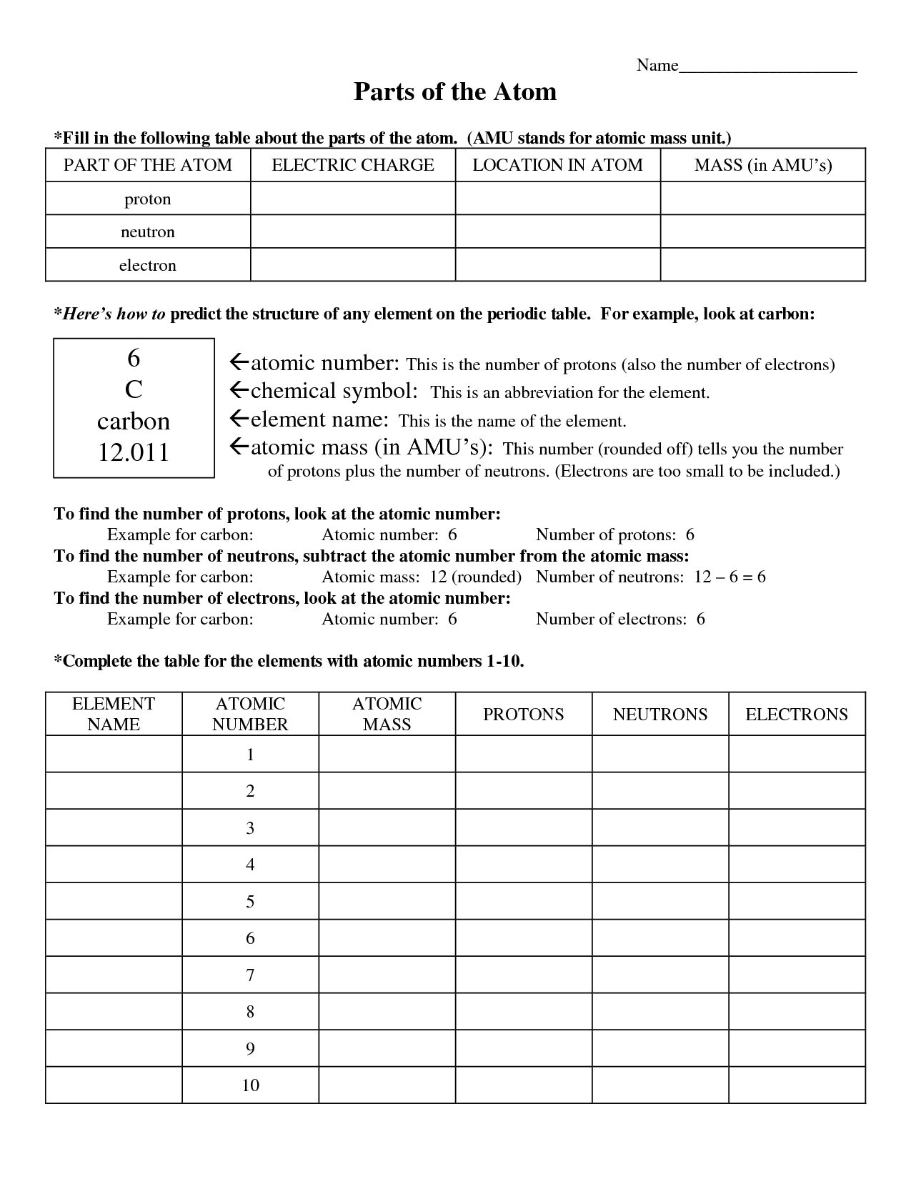 Atoms And Isotopes Worksheet