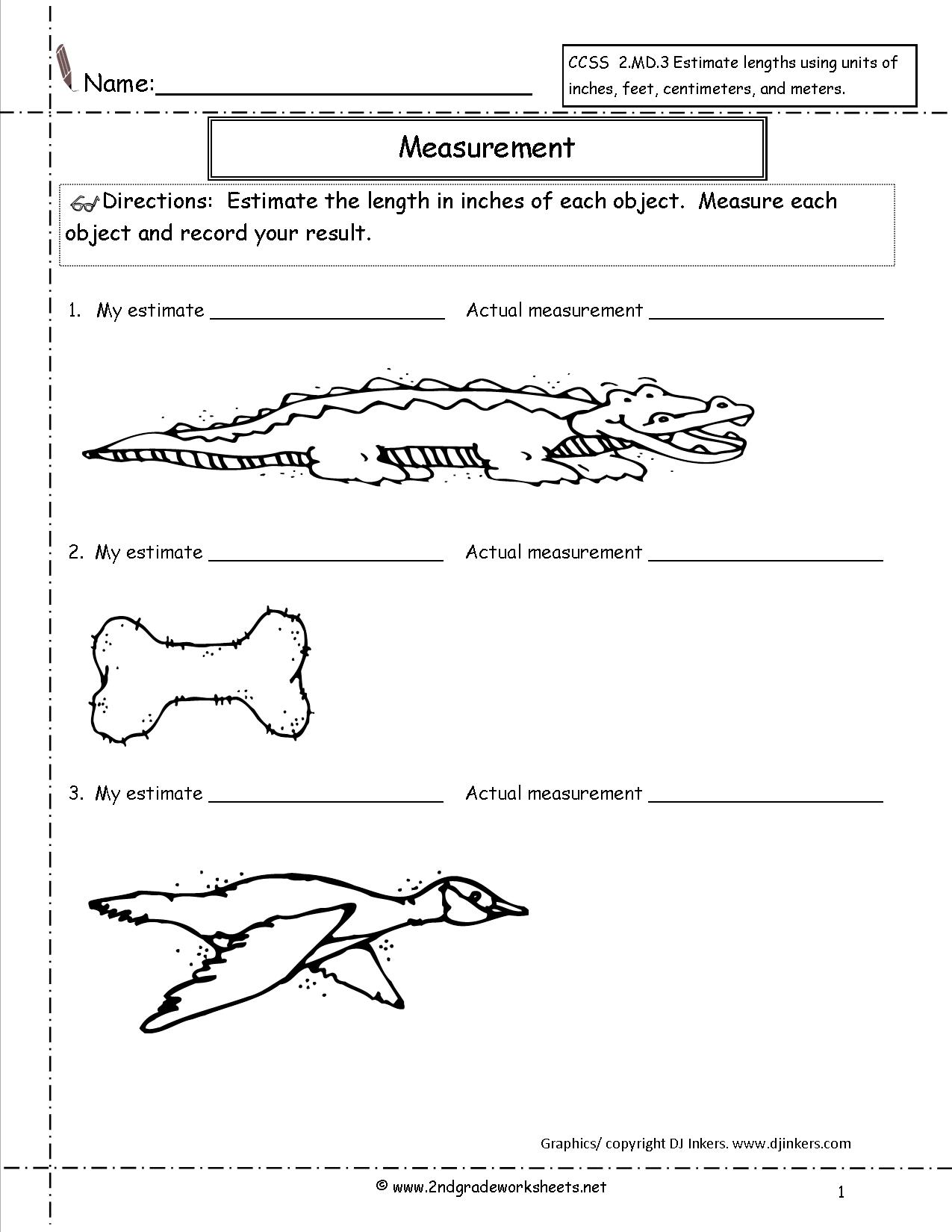  2nd Grade Measuring Worksheets Inches