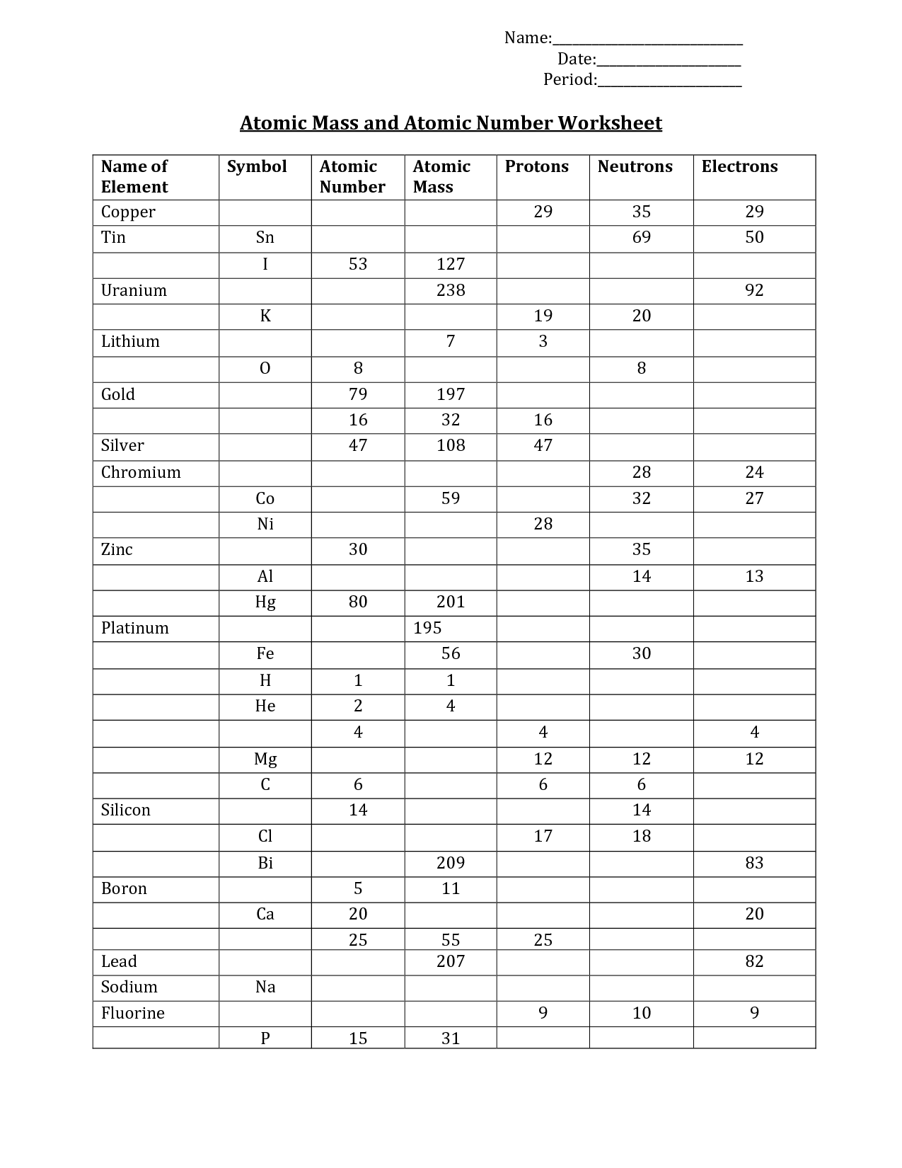 Average Atomic Mass Worksheet Answers