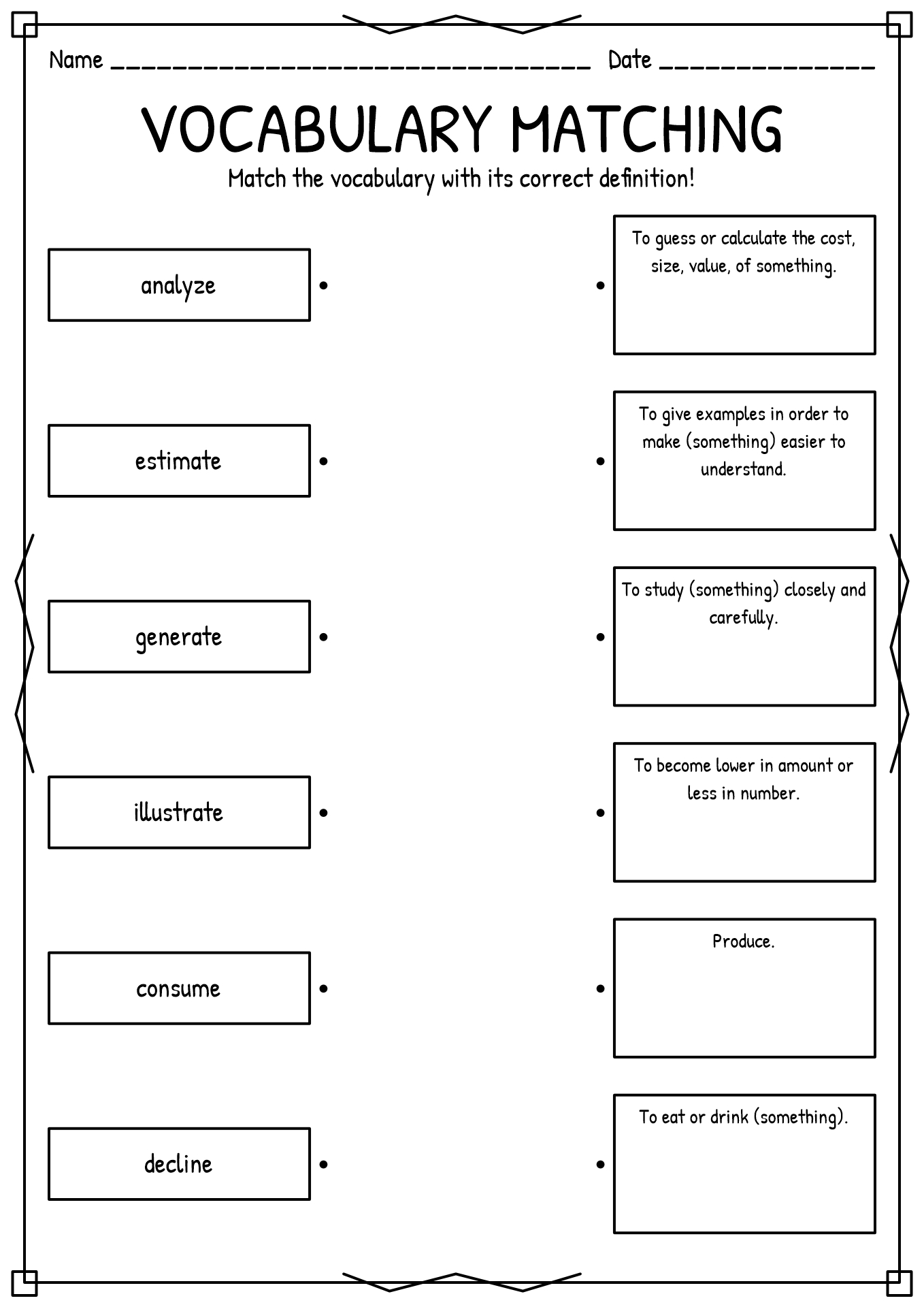 Matching Quiz Template