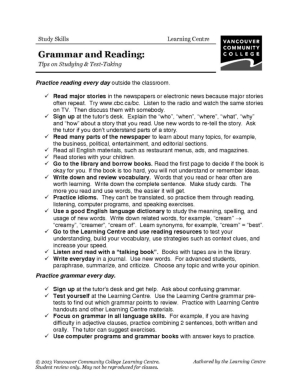 Reading and Study Skills Worksheets