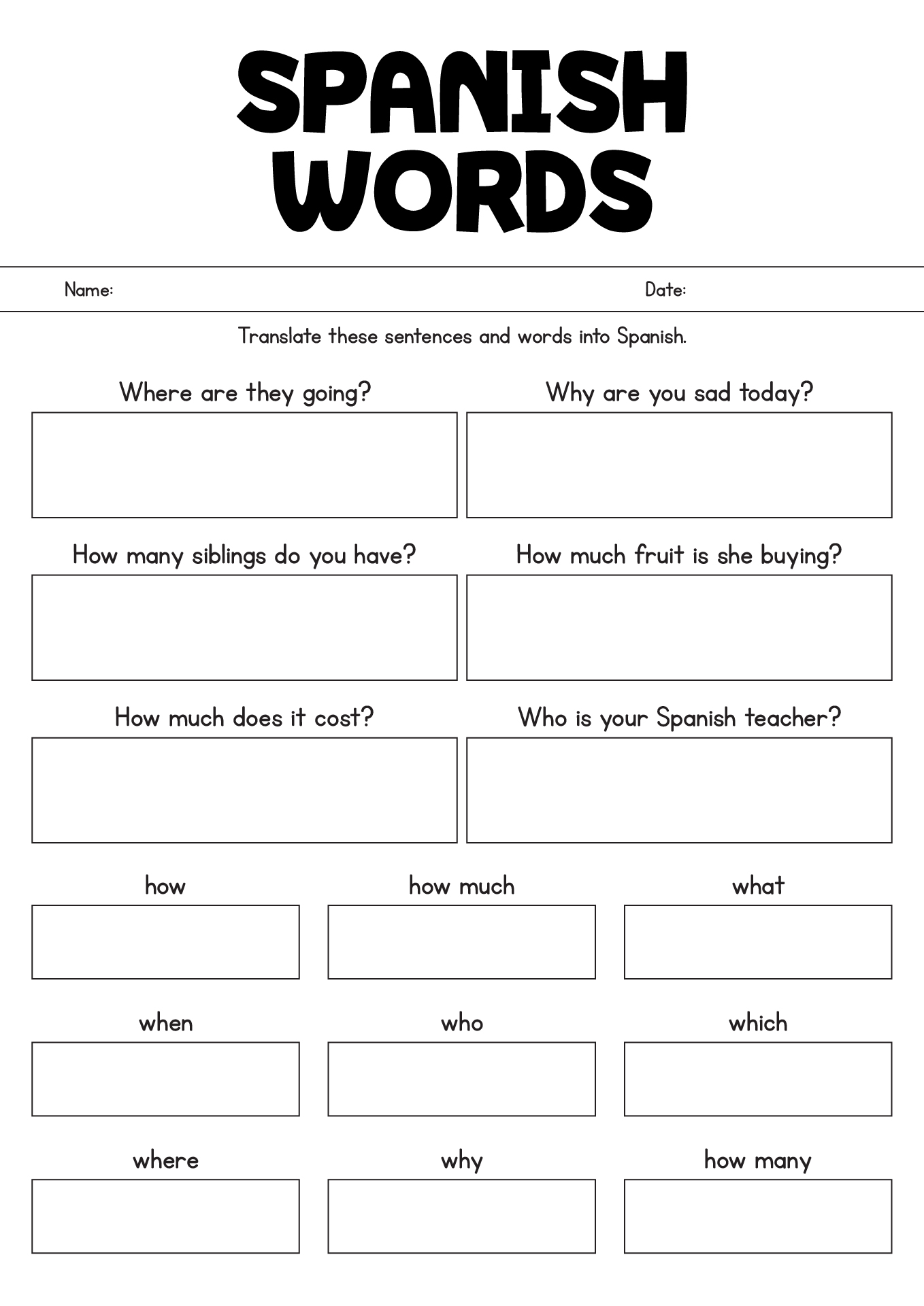 11 Best Images Of Printable Spanish Vocabulary Worksheets Spanish 