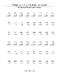 2-Digit by 1 Digit Multiplication Worksheets