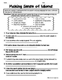 Idioms and Figurative Language Worksheets