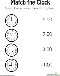 Kindergarten Clock Worksheets