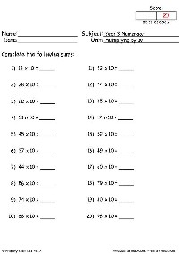 Multiplying by Multiples of 10 Worksheets