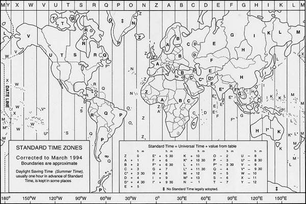 World Time Zones Map Printable