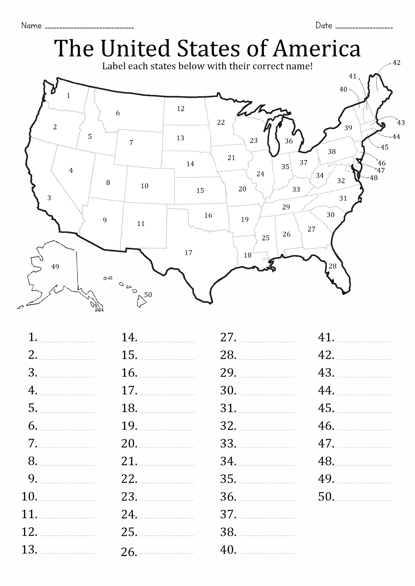 50-states-worksheet