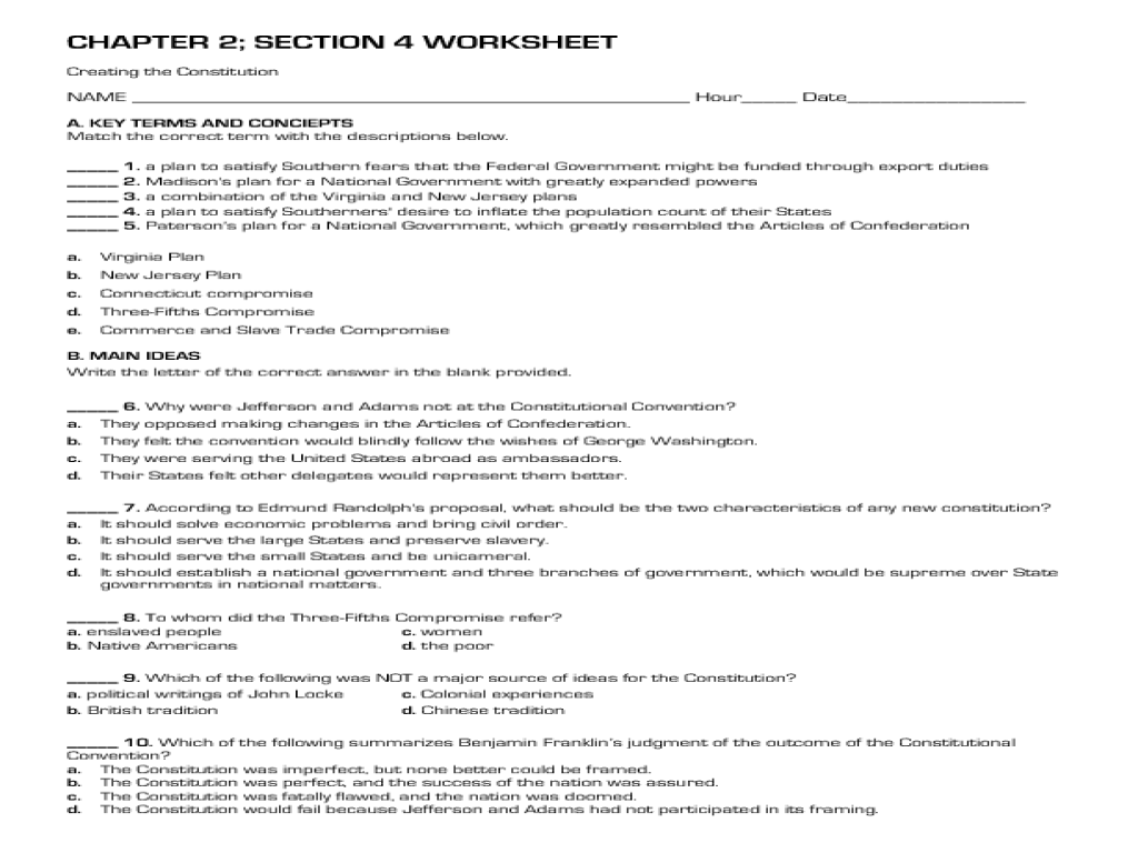 creating-a-constitution-worksheet_212705 Tci Chapter 8 Creating The Constitution Answer Key Pdf