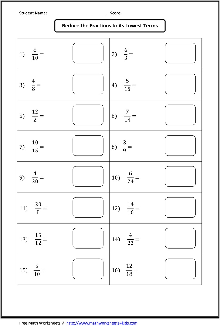 Fraction Simplest Form Worksheet