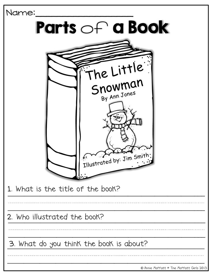 Parts of a Library Book Worksheets