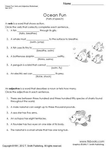 Parts of Speech Worksheet 4th Grade Fun