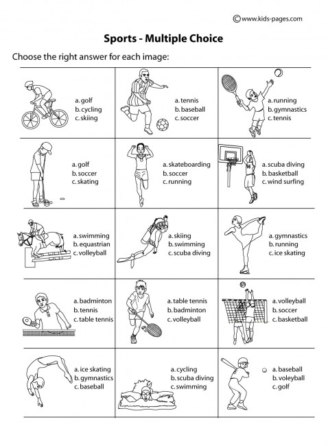 Printable Sports Worksheets for Kids