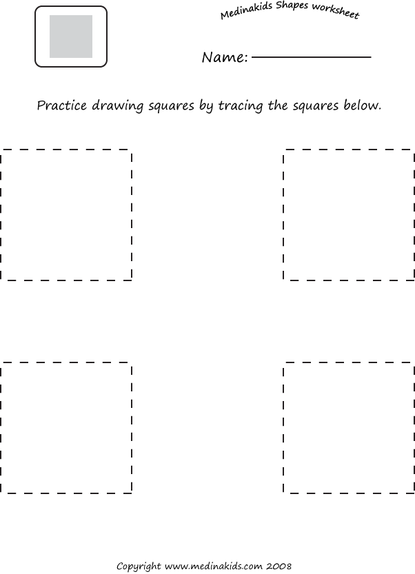 Square Shape Tracing Worksheets