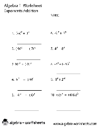 Exponents Algebra 1 Worksheets