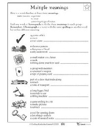 Multiple Meaning Words Worksheet 2nd Grade