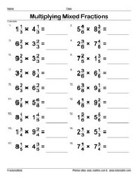 Multiplying Fractions Worksheets 7th Grade