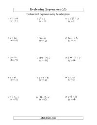 Variable Expressions Worksheets 6th Grade