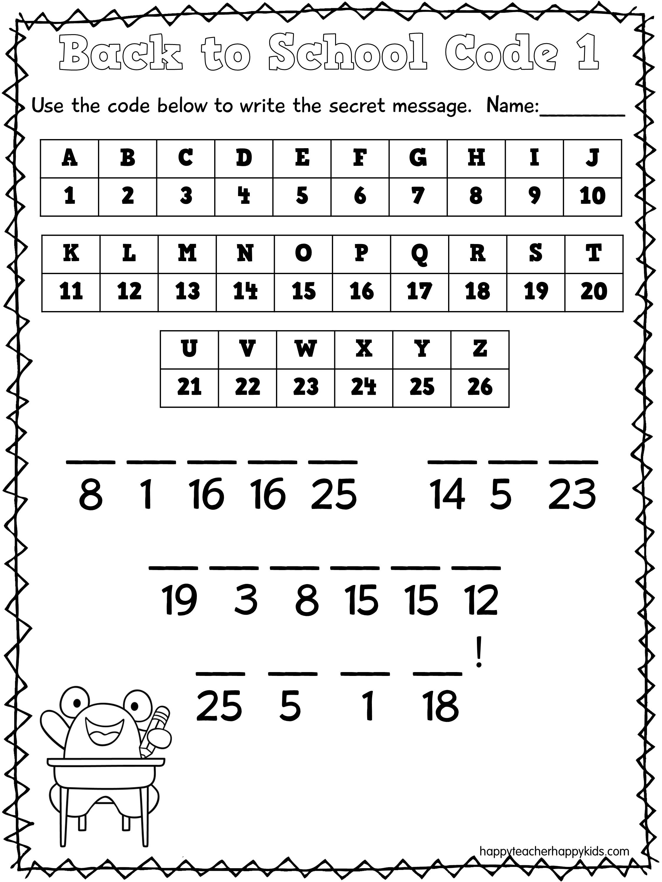 Back to School  Math Worksheets