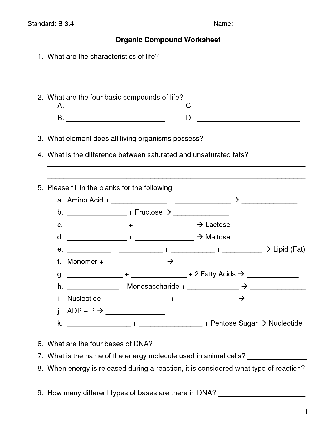 18 Best Images of Organic Molecules Worksheet Answers  Organic Compounds Worksheet, Naming 