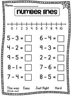 Number Line Subtraction Worksheet First Grade