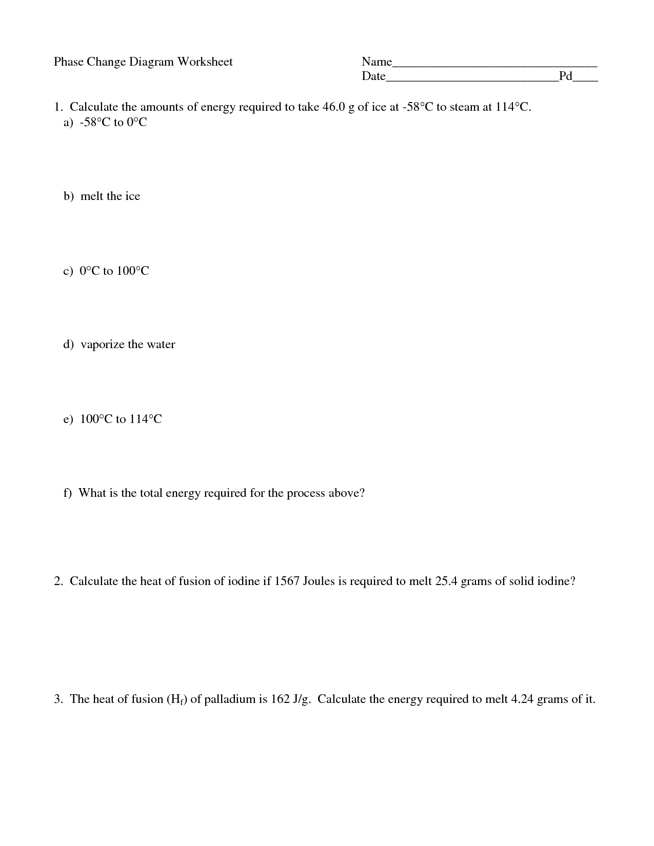 Phase Diagram Worksheet Answers