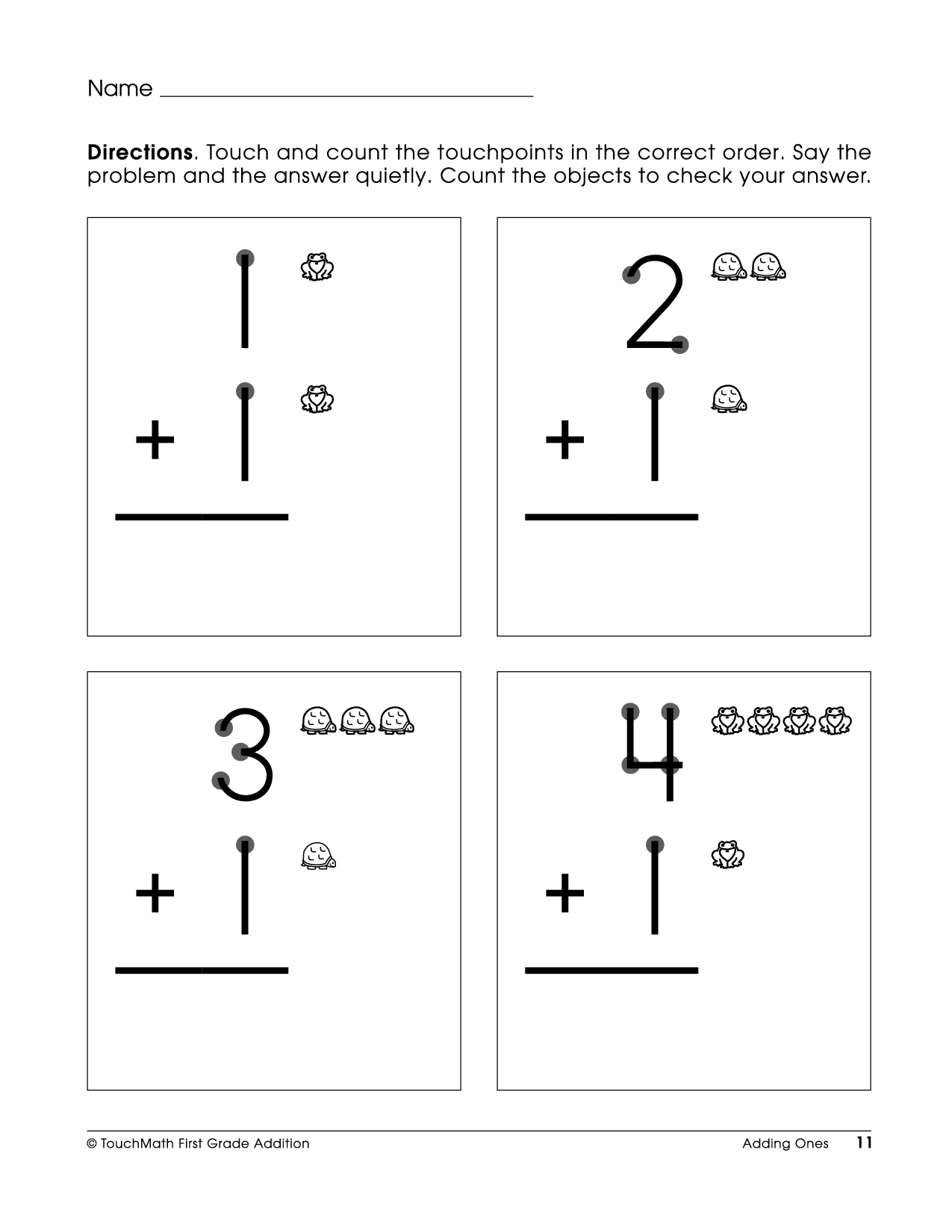 Printable Touch Math Addition Worksheets