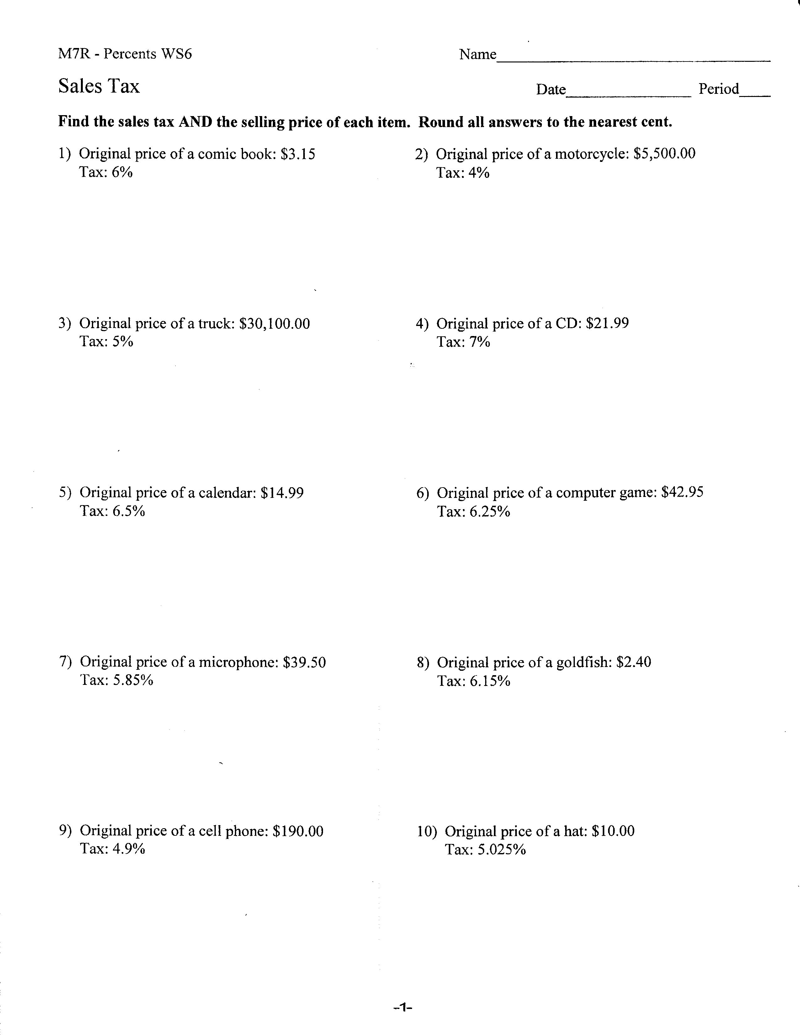 Printable Sales Tax Tabels For 8 125