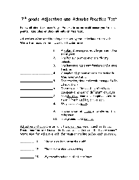 7th Grade Adjective Worksheet