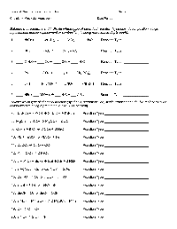 Chemical Reaction Types Worksheet