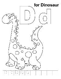 D Is for Dinosaur Printable Coloring Pages
