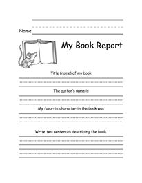 1st Grade Book Report Printable