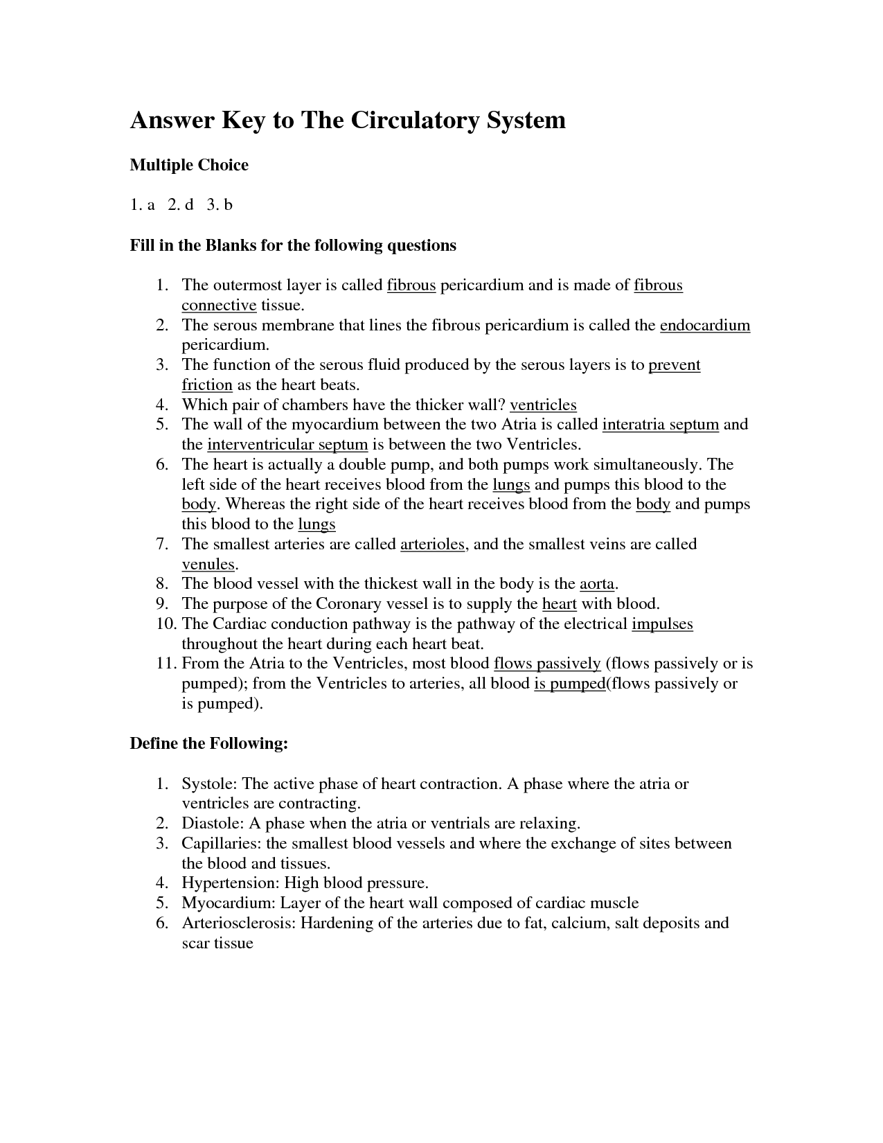 18 Best Images Of Circulatory System Worksheets And Answers Circulatory System Worksheets 