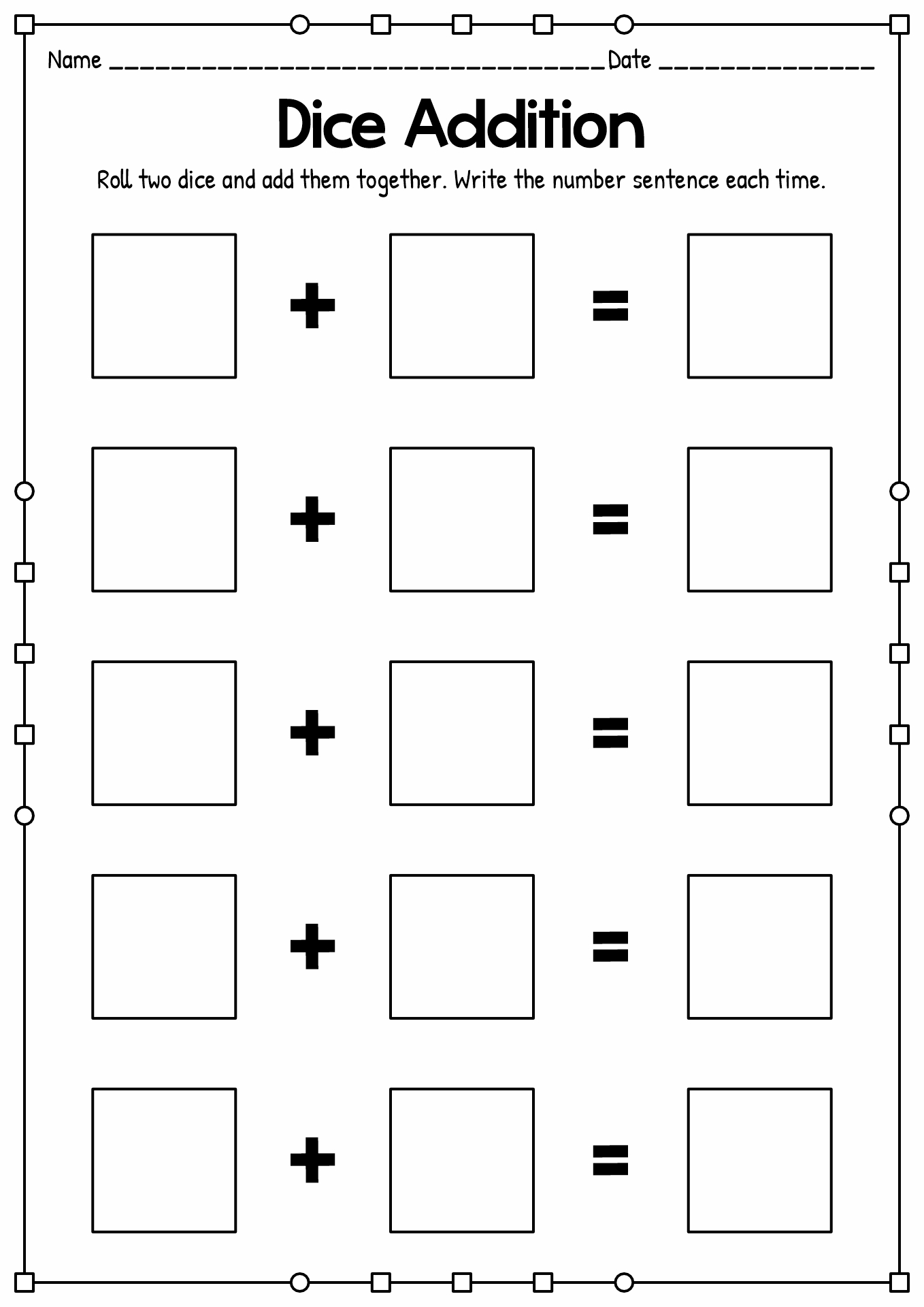 12 Best Images of Dice Math Worksheets - Dice Addition Worksheets