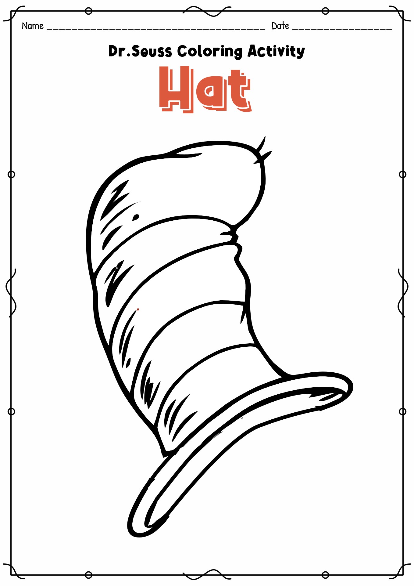Printable Dr Seuss Hat Template Printable Blank World