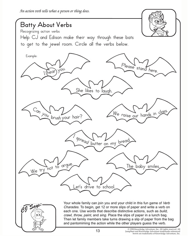 Free Printable Verb Worksheets For Second Grade