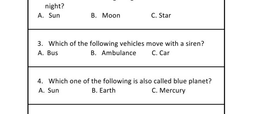 General Knowledge Questions and Answers for Grade 1