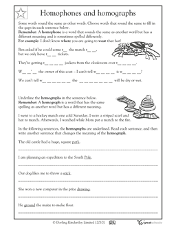 Homographs Worksheets Grade 5
