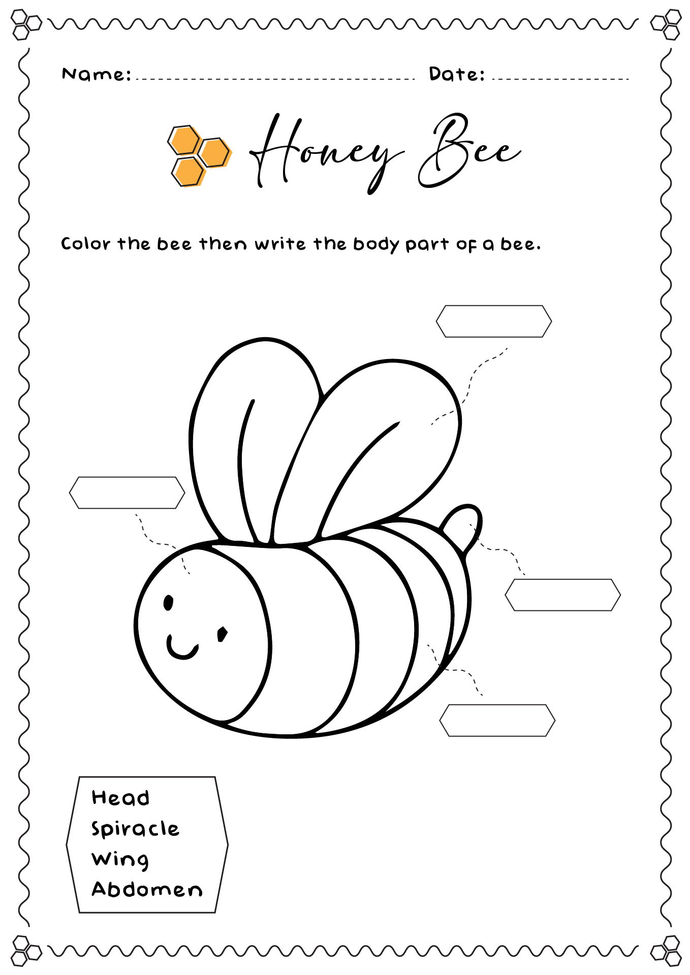 12 Best Images of Bee Worksheets For First Graders Honey Bee Activity