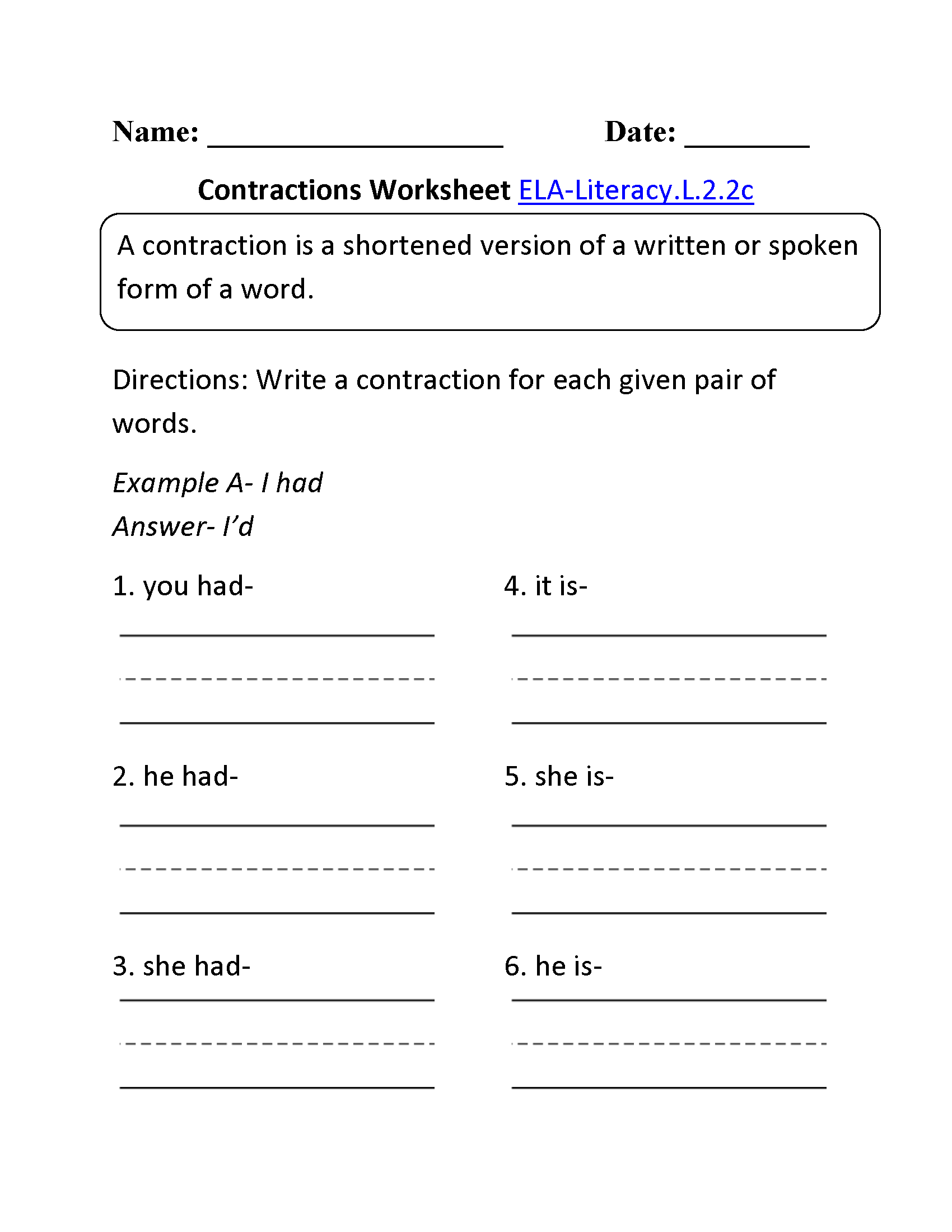 Reflexive Pronouns 2nd Grade Worksheets