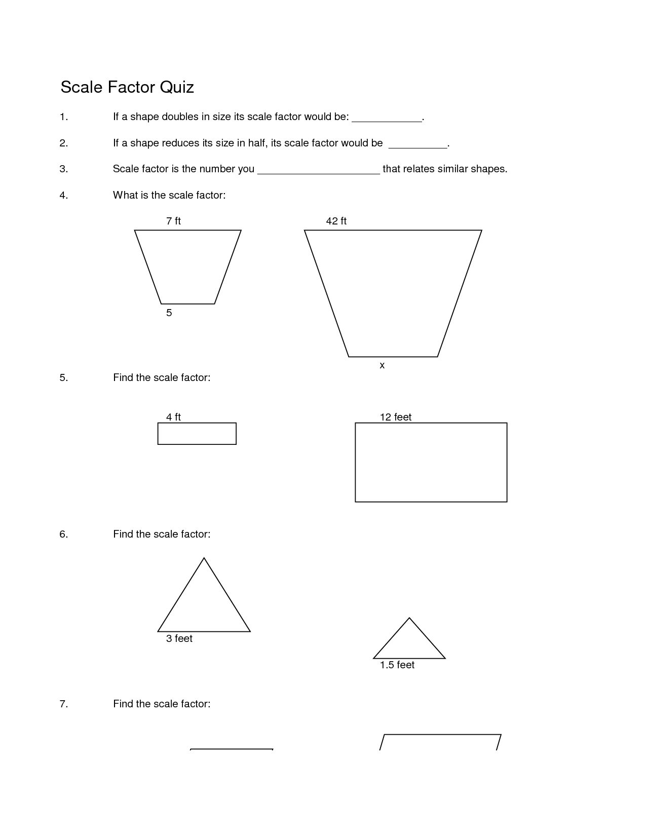 Scale Factor Worksheets 7th Grade
