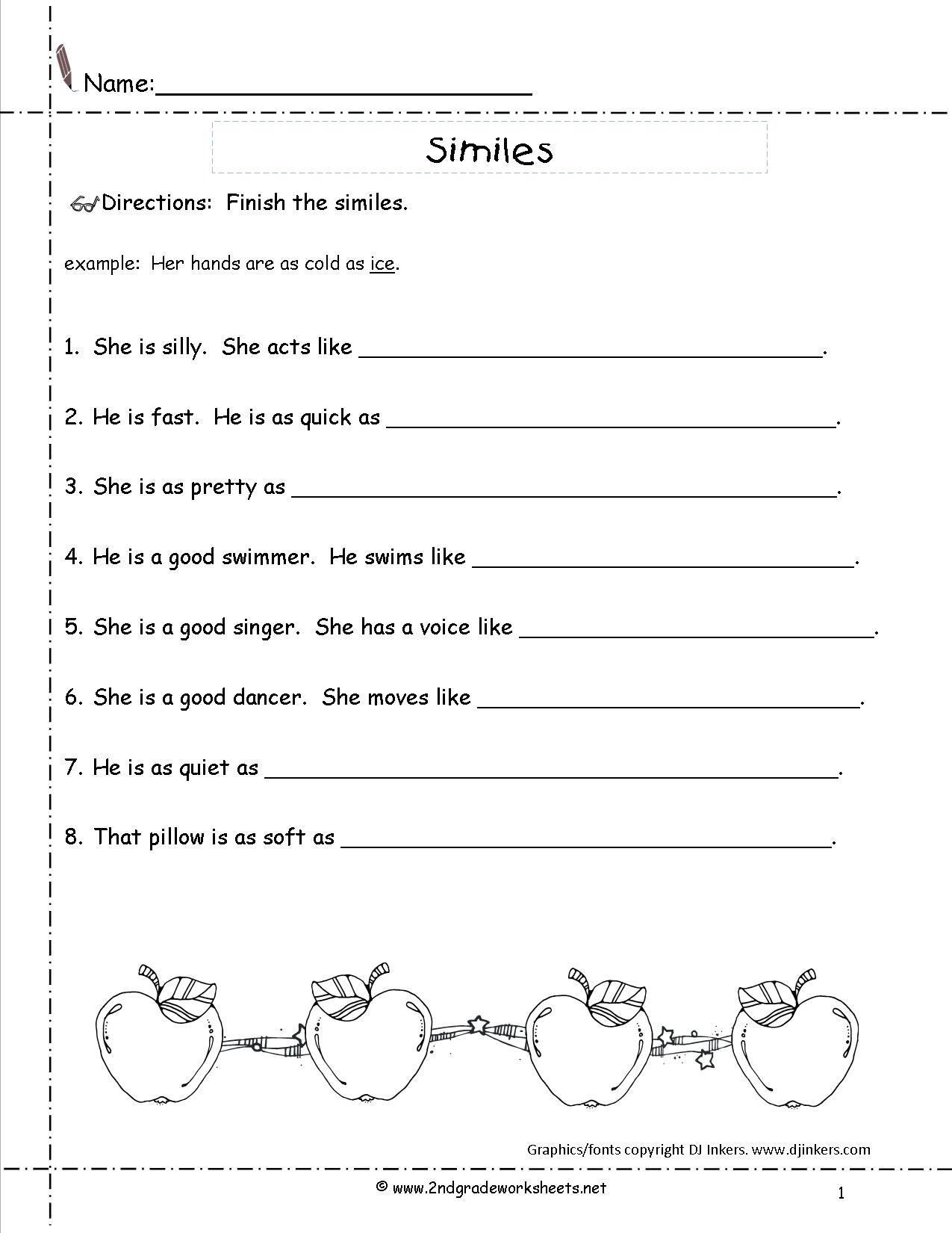 Similes And Metaphors Worksheet