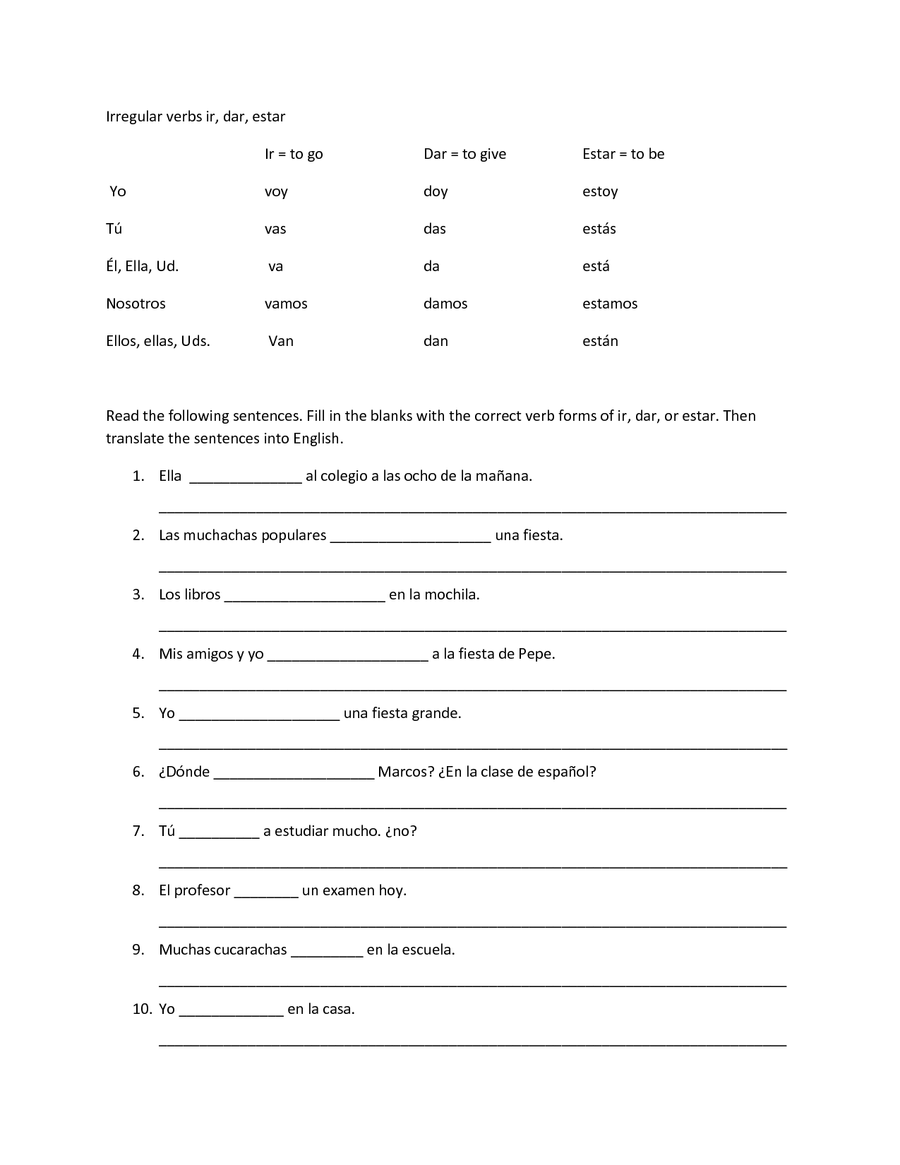 Irregular Verbs Worksheets English for Everyone