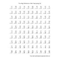 100 Problem Math Fact Subtraction Worksheets
