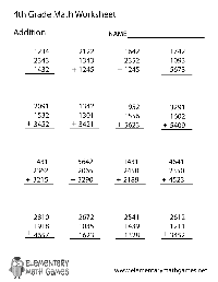 4th Grade Math Addition Worksheets