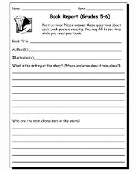 5th Grade Book Report Printables
