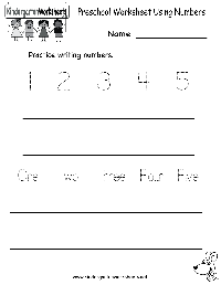 Free Printable Preschool Writing Numbers Worksheets