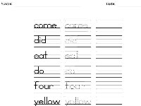 Writing Sight Words Worksheets